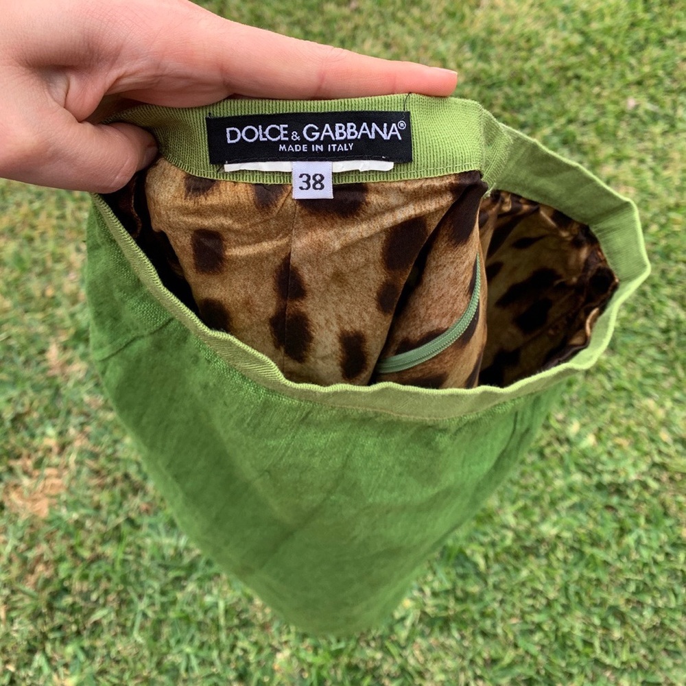 Dolce & Gabbana Linen Lime Green Pencil Skirt